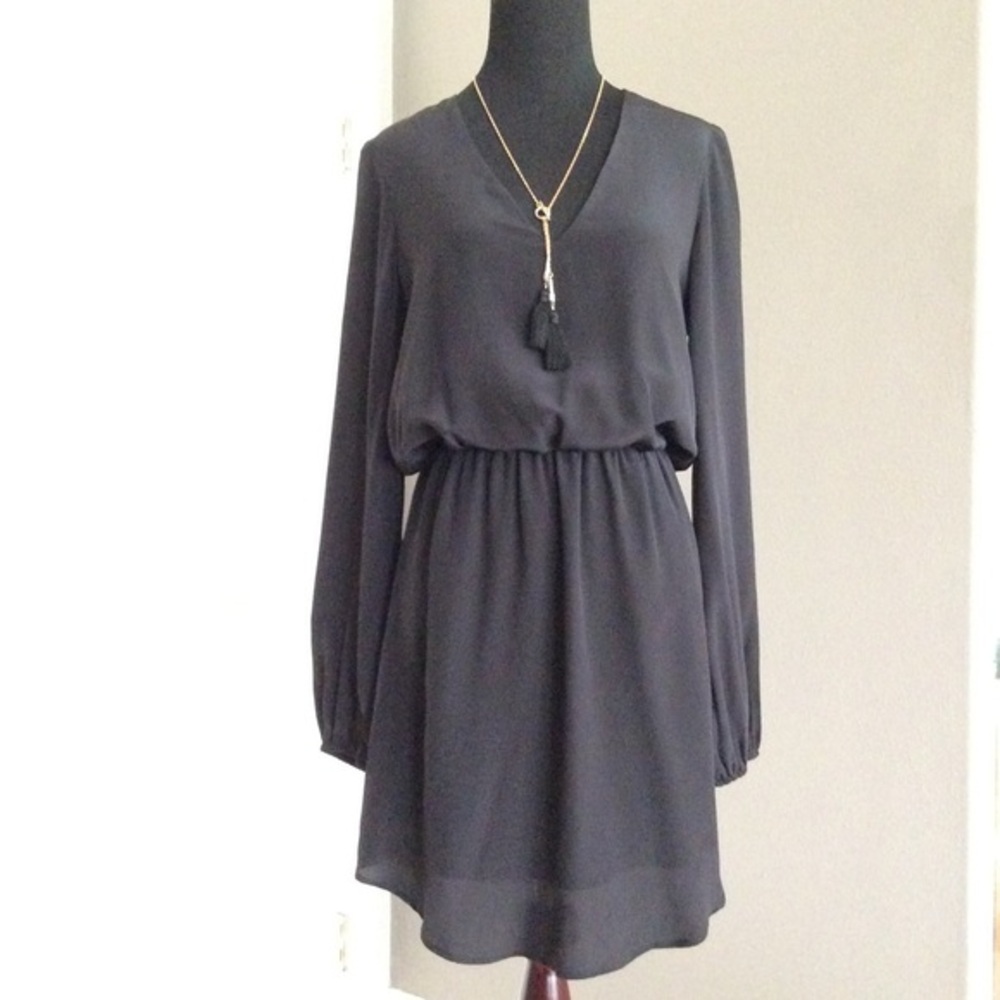 LAVENDER Brown Black silk dress